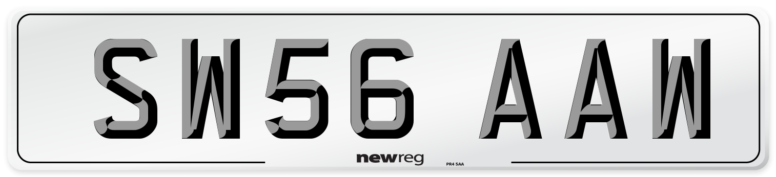 SW56 AAW Number Plate from New Reg